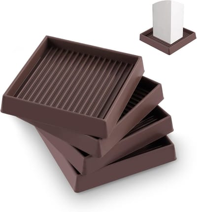Set van 4 stuks 75mm vierkante rubberen draaivoetjes voor meubels, antislip pads en vloerbescherming