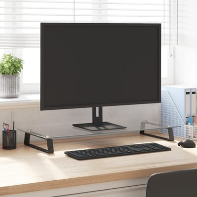 vidaXL Monitorstandaard 80x35x8 cm gehard glas en metaal zwart