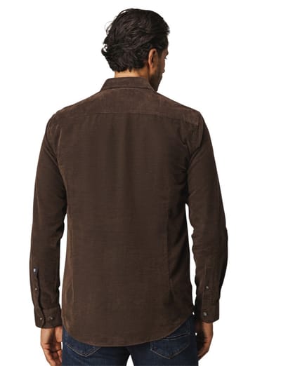 State of Art overhemd bruin corduroy semi-wide collar
