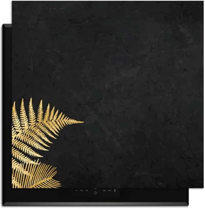 KitchenArt - Golden Fern Touch – Inductie Beschermer - 59x52 cm - Kookplaat Beschermer - Luxe Afdekplaat Inductieplaat - Anti-slip & Oprolbaar - Beschermmat Inductiekookplaat