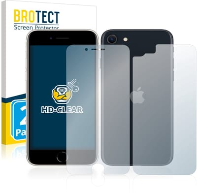 BROTECT - Screenprotector voor Apple iPhone SE 3 2022 (Voor+Achter) - Folie Beschermfolie transparant 2 Stuks