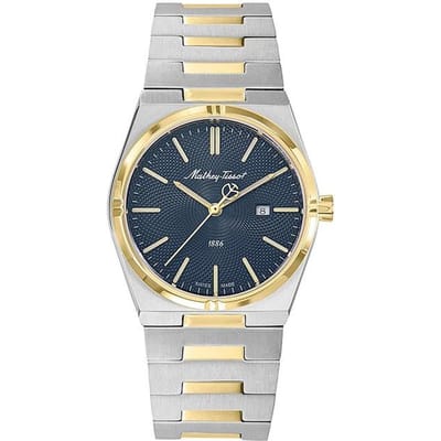 Mathey-Tissot Zeus Tweekleurig Roestvrij Staal Blauwe Wijzerplaat Kwarts D118BBU Dameshorloge blauw