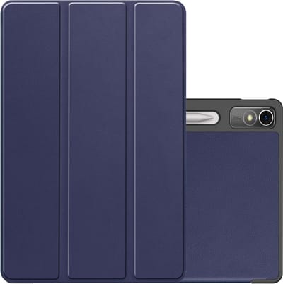 Hoes - Geschikt voor Lenovo Tab P12 - Dun & Stevig - Trifold Bookcase - Hard Cover Case - Met Uitsparing Geschikt voor Lenovo Pen - Hardcover Book - Tablet Hoesje - Donkerblauw