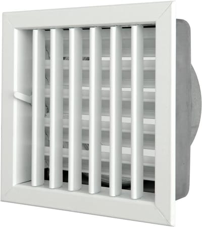 Ventilatie rooster - Haard rooster - Open haard ventilatie - Met rolluik - 180 x 180 mm - Wit