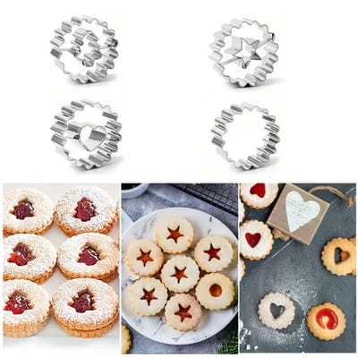Set van 4 stuks roestvrijstalen koekjesvormpjes - Uitsteekvormen - Kerst