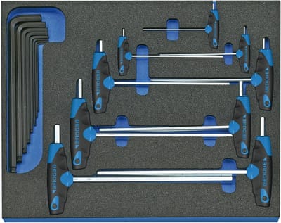 Haakse Schroevendraaierset - Inbussleutel Set - Precisie Werk - Inschuim Module - 17 Delig - Blauw