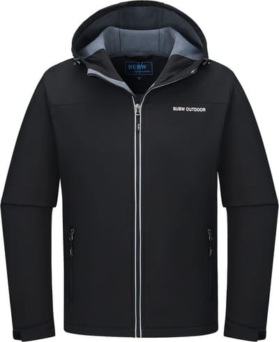 BUBW® Softshell Jas 4 Seizoenen Heren - Winddicht - Fleece Gevoerd - Waterafstotend - Ademend - Outdoor Herenjas - Rits Zakken - Maat L - Tussenjas - Meerdere zakken - Black