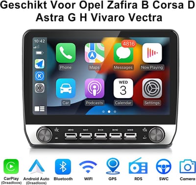 Junsun Android 15 Autoradio Geschikt Voor Opel Zafira B 2005-2014 Accessoires, 2GB+64GB, Draadloze CarPlay & Andriod Auto, DAB+, GPS-navigatiesysteem, Bluetooth, Stuurwielbediening, WiFi, RDS, 10.1-inch HD Touchscreen, DSP, USB, Quad-core processor