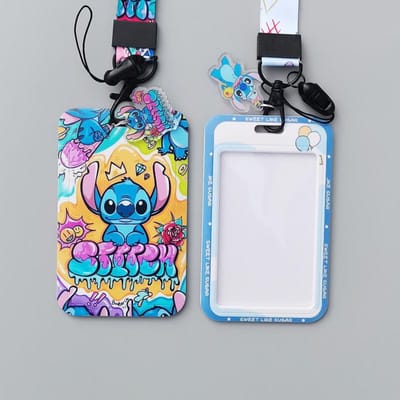 Nieuwste Stitch Kaarthouder Anti-verlies Cartoon Nekband Kaarthouder en Meisjes Speelgoed Lanyard Badgeclip Cadeau, geweldig voor dagelijks gebruik -A4484
