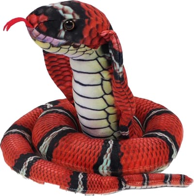 Pia Soft Toys Knuffeldier Cobra slang - zachte pluche stof - rood - kwaliteit knuffels - 120 cm