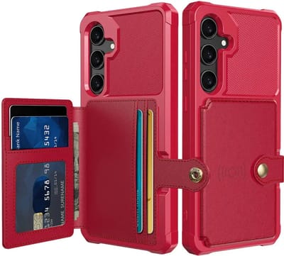 Portemonnee Hoesje Geschikt voor Samsung Galaxy A56 - Back Cover met Pasjeshouder - Telefoonhoesje voor Pinpas - Kaarthouder op Achterkant - Case met Magneet Rood