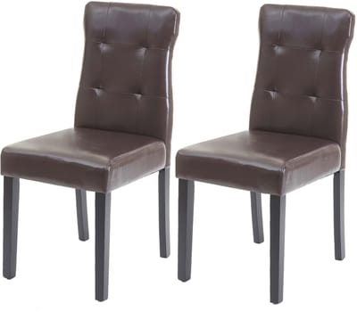 Set van 2 eetkamerstoelen MCW-E58, stoel eetkamerstoelen ~ kunstleer bruin, donkere poten