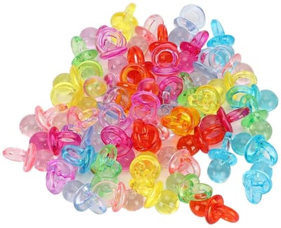 Allecto - Acryl Fopspeen - Kalmerend Baby Speentje - Perfect voor Doop en Verjaardagsfeest - Transparante Kleurenmix - Decoratie voor Feestjes - Ge...