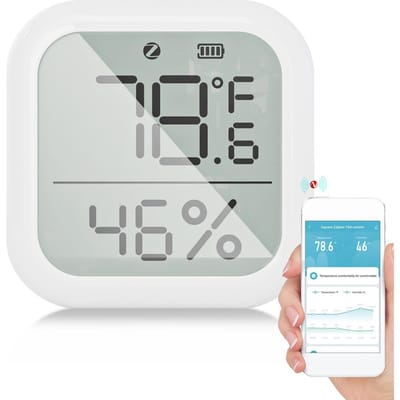 ZigBee Smart Hygrometer Thermometer Binnentemperatuur- en vochtigheidssensor met app-bediening Groot LCD-scherm wit
