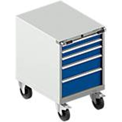 Schäfer Shop Select Gereedschapskast verrijdbaar WSK 36-27, 5 laden, H 920 mm, enkele vergrendeling, staal, 75 kg draagvermogen, lichtgrijstinten/lichtgrijs