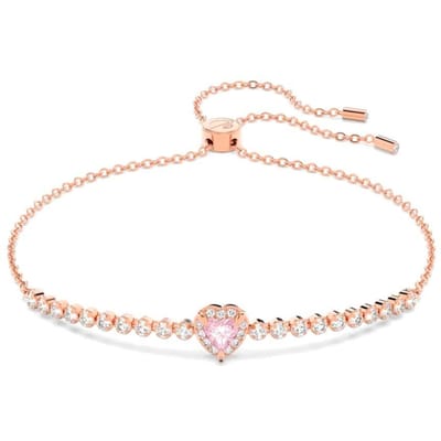 Swarovski Bracelet Tendance Exquis Motif Cœur Unique Plaqué Or pour Femme Rose 5646745 Shopping Bag,M beige