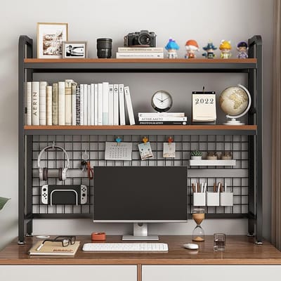 Bureau Plank Organizer - Desktop Verhoging - Thuiswerk Optimalisatie - Volledig Metalen Constructie - 115cm Breed - Zwart