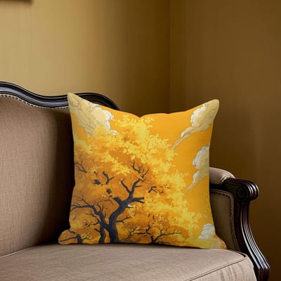 Housse de coussin carrée Jacquard Canopy Doré pour Canapé Bureau Coussin lombaire Housse de coussin décorative pour la maison 40x40cm orange