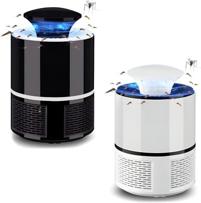 2 Stuks Set Fysische USB Muggenvanger, UV Blauwlicht Zuigmuggenlamp Zonder Elektroshock en Chemie, Stille Insectenvanger in Zwart en Wit voor Slaapkamer, Keuken en Woonkamer