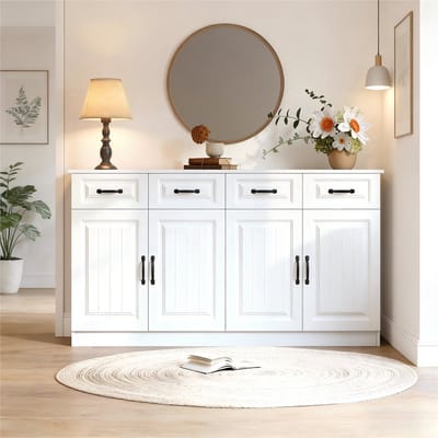 Sideboard 160 cm - 4 Lades, 4 Deuren en 2 Legplanken - MDF - Wit