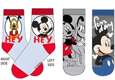 Disney Mickey Sokken - Maat 31-34 - Kindersokken - Sokjes voor jongens en meisjes - 3 paar - Voor kinderen - Mickey Mouse - Grijs/rood/blauw