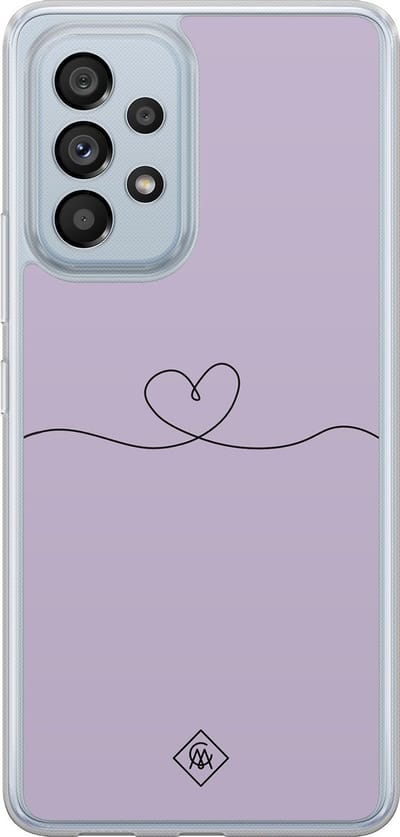 Casimoda® hoesje - Geschikt voor Samsung Galaxy A53 - Hart Lila - 2-in-1 case - Schokbestendig - Illustratie - Verhoogde randen - Paars, Transparant