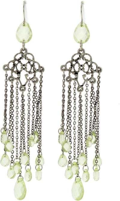 Behave - Oorhangers zilverkleur met groene kraaltjes - 10,2 cm