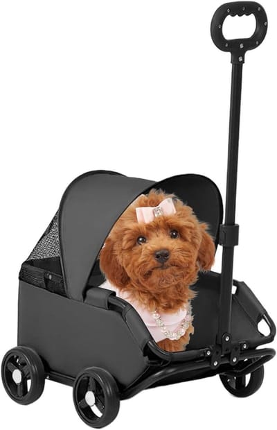 Huisdierwagen - Dierenbuggy - Comfortabel Reizen - Opvouwbaar Ontwerp - Tot 7 kg - Zwart
