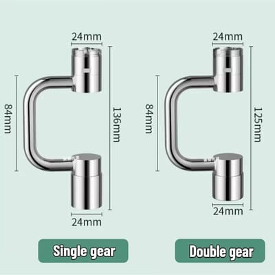 Universele Keukenkraan Verlengstuk 360° Verstelbaar Draaibaar Roestvrij Staal Spatwaterdicht Dubbele Modus Badkamergootsteen Accessoires 2pcs