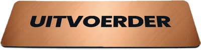Deurbordje Brons/Koper-look met tekst uitvoerder - Formaat 150 x 50 mm x 1,6 mm - Zelfklevend | Luxe uitstraling | Geborstelde Koper/Brons toplaag | Gratis Verzending | Decoporta