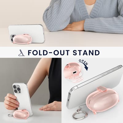 kwmobile Transparante hoofdtelefooncase voor Huawei FreeClip hoes - Headphones TPU cover met standaardfunctie en veiligheidsvergrendeling - roségoud