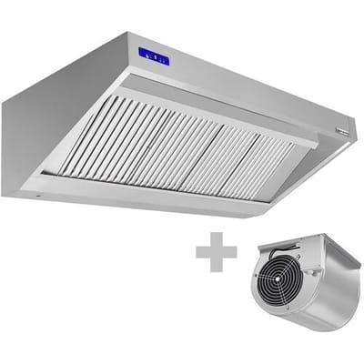 GGM Gastro Wandhaube mit Motor - 2000mm - Regler, Filter & Lampe Zilver