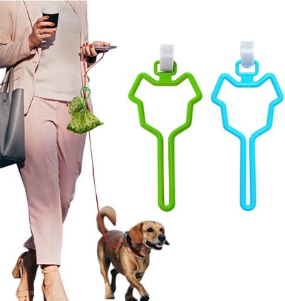 Famanu – Poepzakhouder met metalen rits - duurzame hondenafvalzakdispenser geschikt voor elke hondenriem - compact en praktisch ontwerp blauw en groen