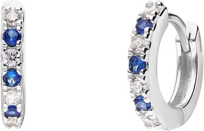 Lucardi Dames Oorbellen met witte en blauwe zirkonia - Oorbellen - Cadeau - Echt Zilver - Zilverkleurig