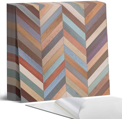 Coloray Plaktegels - Visgraat houtpatroon Portugese Tegels - 30 cm x 30 cm - Bruin Plaktegels - 9 stuks - Vierkant PVC Tegels - Plaktegels Keuken - Zelfklevende Vloertegels - Vinyl Tegels Zelfklevend - Zelfklevende Tegels