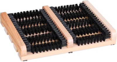 Famanu – Voetenveger - antislip onderkant - stevige kunststof borstels - buiten - binnen - borstelmat - natuur-zwart