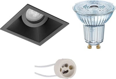 LED Spot Set - LEDVANCE Parathom PAR16 940 36D - Proma Zano Pro - GU10 Fitting - Dimbaar - Inbouw Vierkant - Mat Zwart - 3.4W - Natuurlijk Wit 4000K - Kantelbaar - 93mm