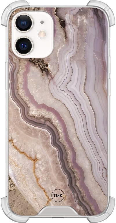 Shockproof hoesje geschikt voor Apple iPhone 12 mini - Blush marble - Schokbestendig - Verhoogde randen - TPU case - Extra Sterke Back Cover - Marmer - Transparant, Multi
