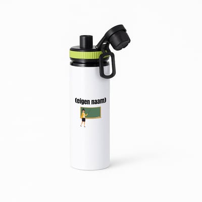 Hacebo® - docent met krijtbord met eigen naam waterfles met draaidop groen - Docent - leraren - jufvrouw - cadeau - verjaardag - kado - water fles - 850ML