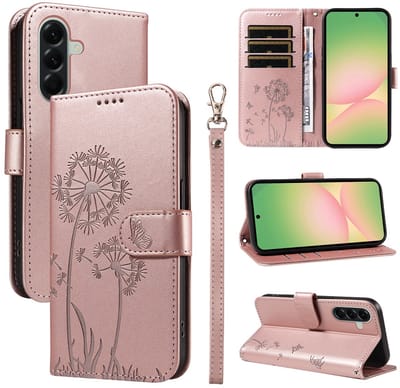 Coverup Hoesje - Geschikt voor Samsung Galaxy A57 Hoesje - Coverup Paardenbloem Book Case - Rose Gold