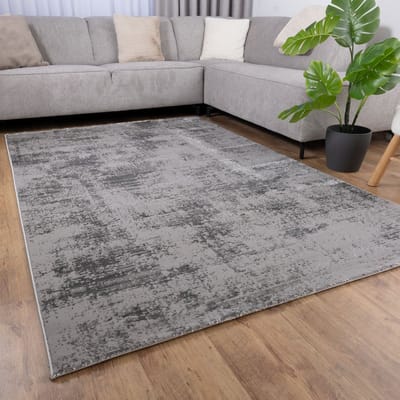 Grijs Tapijt Laagpolig Vloerkleed Koho Marble Lux - 280x380cm- Modern - Woonkamer - Salon - Slaapkamer - Eetkamer