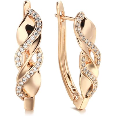 Boucles d'oreilles tendance Or Rose Mariée Mariage Bijoux Ethniques Boucles d'oreilles Zircon Naturel de Luxe Pour Femmes Bijoux Fins beige