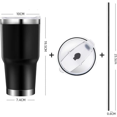 Creatieve Mode 304 Roestvrijstalen Thermobeker Reiskoffiemok met Deksel Rietje Auto Waterfles Voor Cadeau