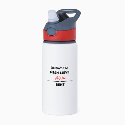 Hacebo® - omdat jij mijn lieve vrouw bent waterfles met rietje rood - Vriend/vriendin - de liefste vrouw - valentijnsdag - verjaardag - cadeautje voor vriendin - kado - geschenk - water fles - 650ML