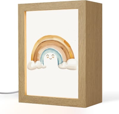Nachtlampje 15x20 cm - Kinder lampje - Regenboog - Pastel kleuren - Tafellamp kinderkamer - Slaapkamer lamp - Bedlamp kinderen - Kinderlampje stopcontact - Wandlamp babykamer - Nachtlampjes