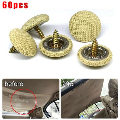 60 Stuks Auto Dak Reparatie Klinknagels Doorhangende Hemelbekleding Fixeer Reparatie Pinnen Drukknoop Klinknagels beige