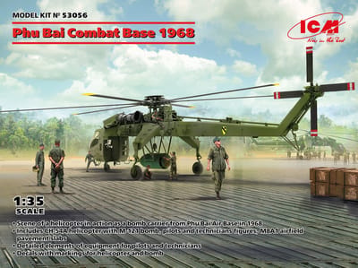 ICM Modelbouwpakket Militaire voertuigen - 53056 Phu Bai Combat Base 1968 - Sikorsky CH-54A Plastic - 1:35 - Modelbouw