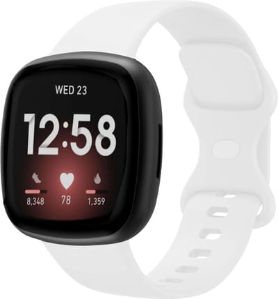 Strap-it Smartwatch bandje - siliconen horlogebandje geschikt voor Fitbit Versa 3 / Fitbit Versa 4 / Fitbit Sense / Fitbit Sense 2 - wit - Maat: Maat L