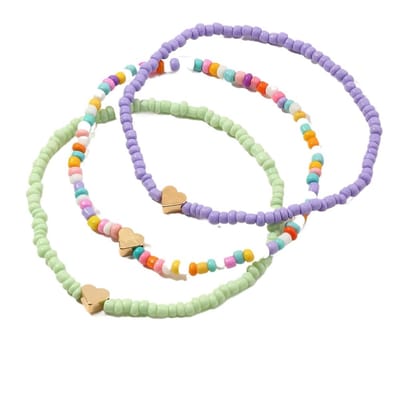 Dailygoody - Boheemse enkelbanden - Handgemaakte kralen - Kleurrijke meerlagige voet sieraden - Geschikt voor dames en meisjes - 7 stuks - Elastische ..