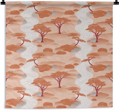 Wandkleed - Wanddoek - Tuin - Japan - Patroon - Azië - 180x180 cm - Wandtapijt